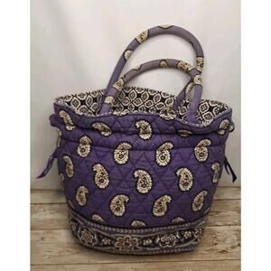 Vera Bradley Purple Floral Paisley Handbag Purse Some Fading